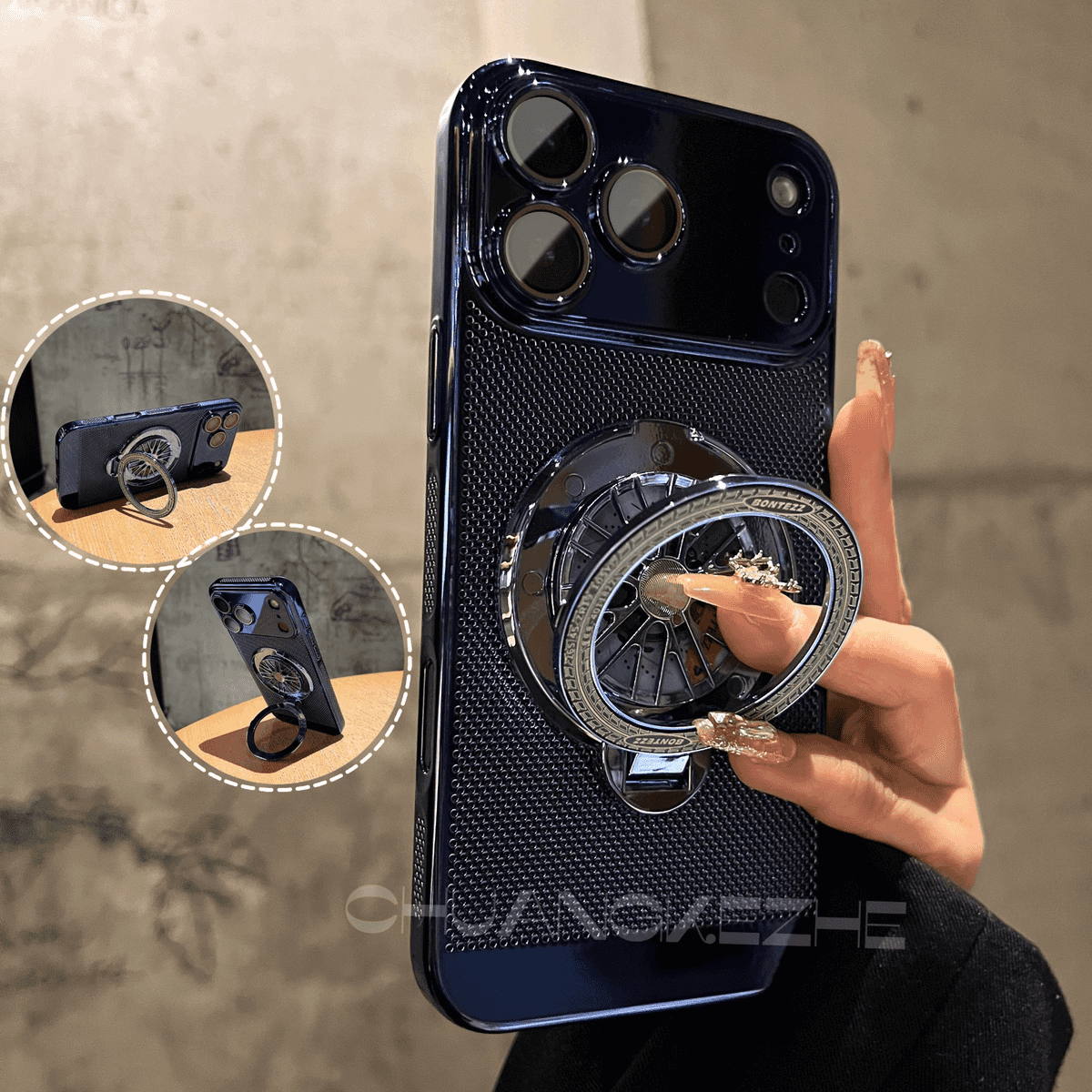 iPhone 17 Series Magnetic Cooling Case | 360° Rotating Stand & Shockproof Protection